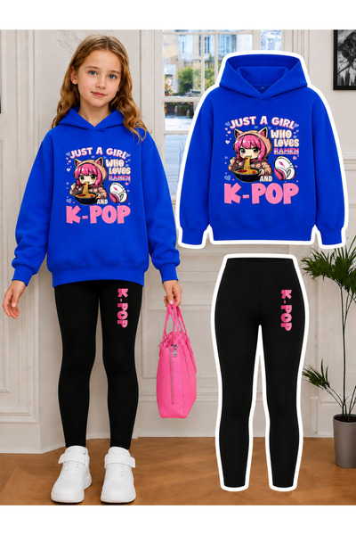 Cevval Girl's Crew Neck Sweatshirt and Leggings Set