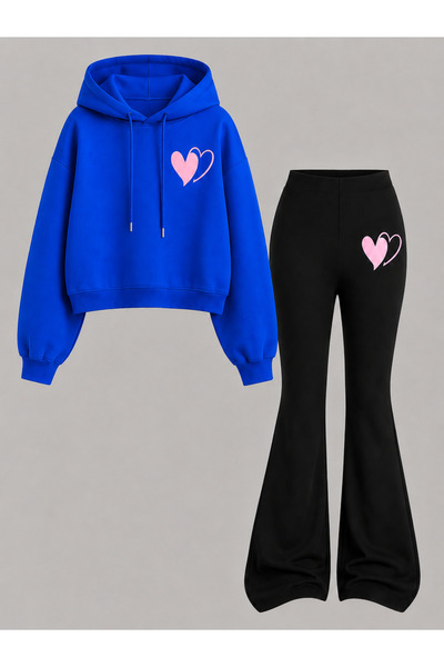 Cevval Girl's Hooded Sweatshirt and Spanish-Cut Leggings Set