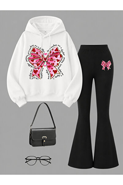 Cevval Girl's Hooded Sweatshirt and Spanish-Cut Leggings Set