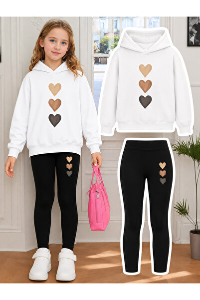 Cevval Girl's Crew Neck Sweatshirt and Leggings Set