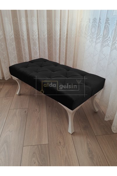 aldagelsin Kapitoneli Ayak Ucu Kapı Önü Antre Bench Puf Beyaz Ayak ( 100 45 )
