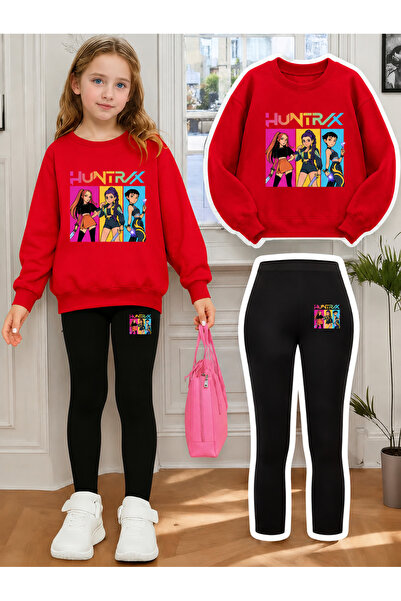 Cevval Girl's Crew Neck Sweatshirt and Leggings Set