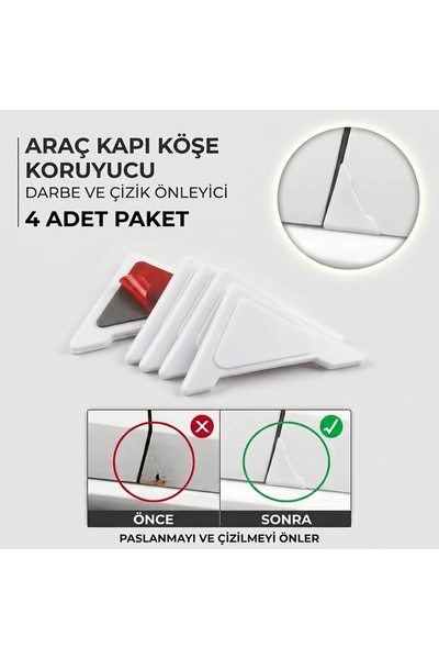 Modifiyum Beyaz Araç Kapı Köşe Koruyucu Esnek PVC Darbe & Çizik Önleyici Pad ...