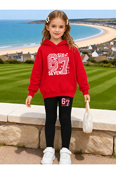 Cevval Girl's Crew Neck Sweatshirt and Leggings Set