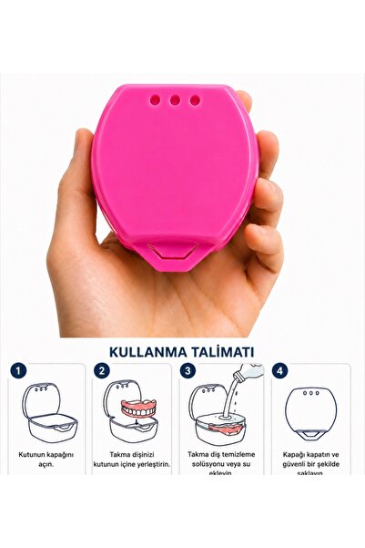 Protez Diş Saklama Kabı (Pembe Renk)