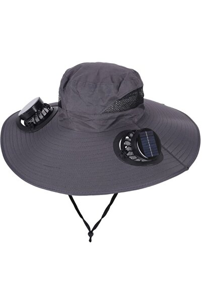 Morvena Picks Pălărie de pescar cu boruri largi cu ventilator solar - Pălărie...