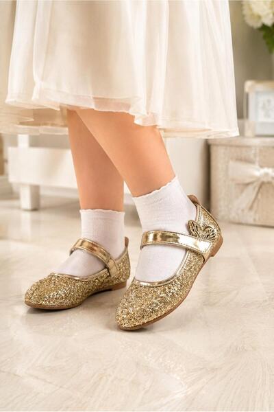 BYŞ Moda Orthopedic Supported Girls' Daily Ballet Shoes with Butterfly Detail