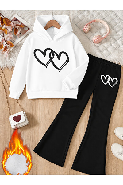 Cevval Girl's Hooded Sweatshirt and Spanish-Cut Leggings Set