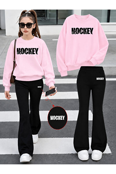 Cevval Girl's Crew Neck Sweatshirt and Spanish-Cut Leggings Set