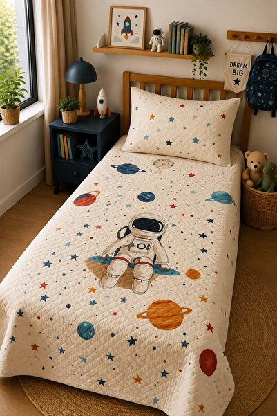 Evdek Bebek ve Çocuk Odası Cosmic Explorer - Kozmik Kaşif Tek Kişilik Pike Ta...