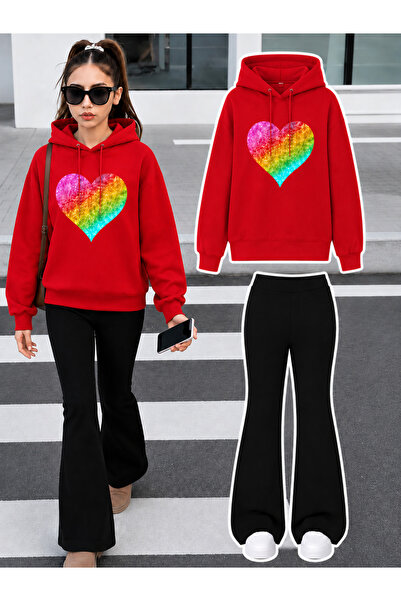 NIMBLECO Girl's Hooded Sweatshirt and Spanish-Cut Leggings Set