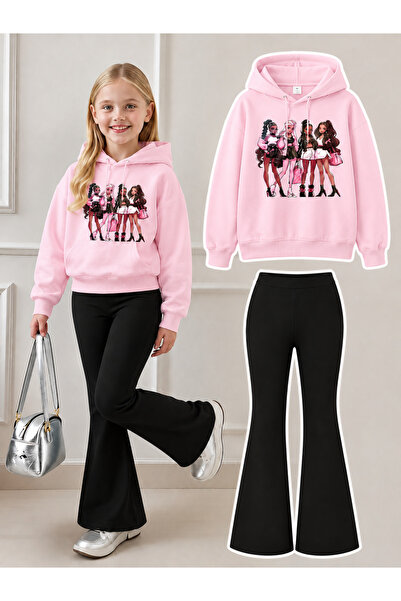 Cevval Girl's Hooded Sweatshirt and Spanish-Cut Leggings Set