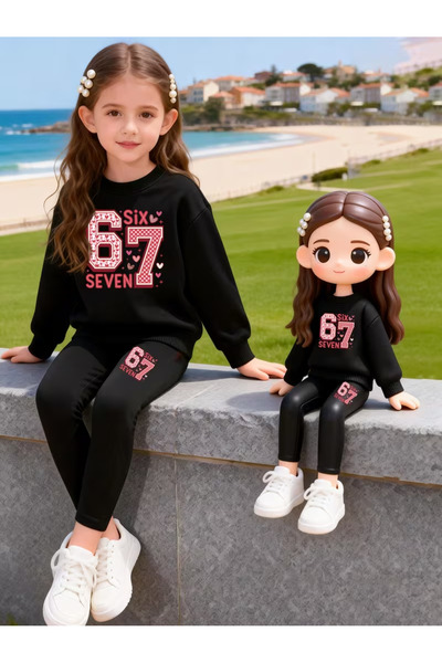 ROOSTER GOLD Girl's Crew Neck Sweatshirt and Leggings Set