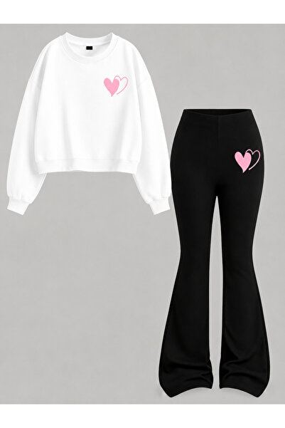 Cevval Girl's Crew Neck Sweatshirt and Spanish-Cut Leggings Set