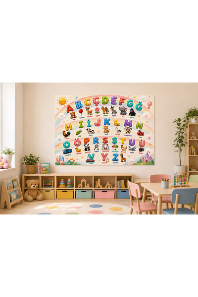 MaisonVelinCo Turkish Alphabet Educational Wall Poster – Children's Room, Kin...