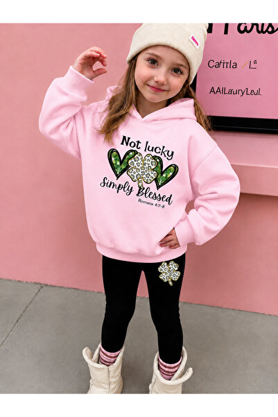 Cevval Girl's Crew Neck Sweatshirt and Leggings Set