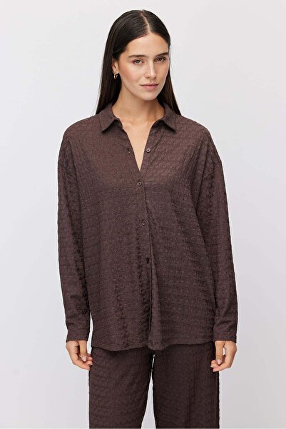 PAULMARK Women's Textured Knitted Oversize Shirt