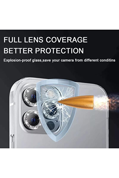 GrandMobile Protecție cameră stil diamant negru pentru iPhone 12