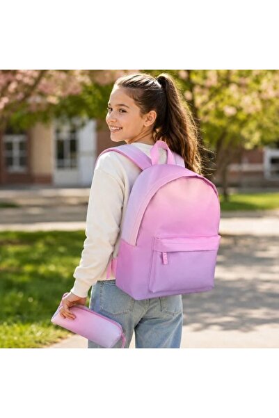 Generic Pink & Lilac Backpack with Pencil Case 31 x 13.5 x 42.5 cm
