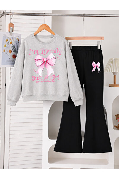 YUNAYT Girl's Crew Neck Sweatshirt and Spanish-Cut Leggings Set
