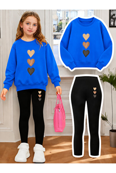 Cevval Girl's Crew Neck Sweatshirt and Leggings Set