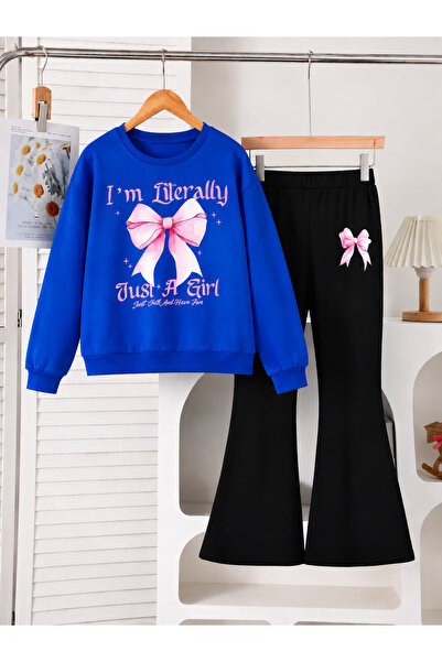 Cevval Girl's Crew Neck Sweatshirt and Spanish-Cut Leggings Set