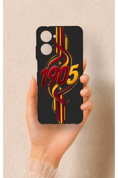Vip Case Realme 10 Uyumlu Sarı Kırmızı Sarmaşık Desenli Desenli Silikon Kılıf