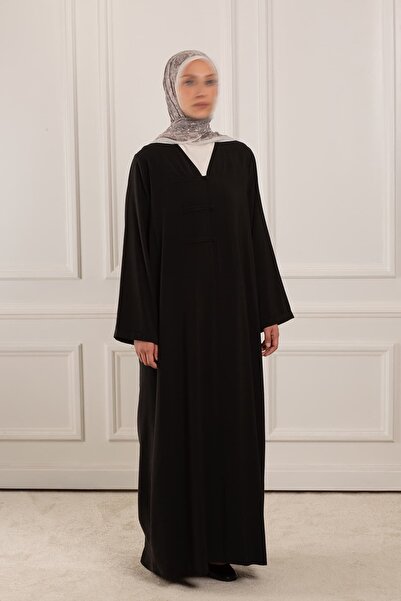 Lemaye Birit Detaylı Modal Abaya Siyah