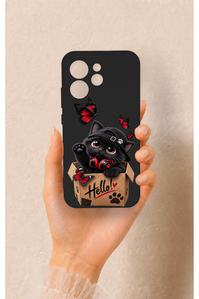 Vip Case Oppo Reno 15 Pro 5G Uyumlu Hello Cat Desenli Silikon Kılıf