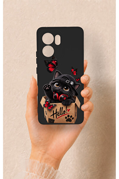 Vip Case Oppo Reno 13F Uyumlu Hello Cat Desenli Silikon Kılıf