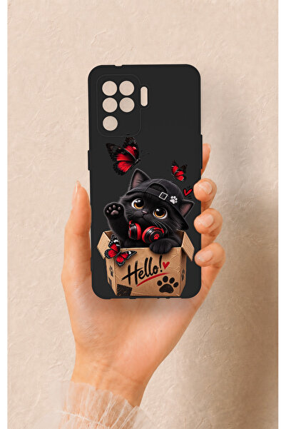 Vip Case Oppo Reno 5 Lite Uyumlu Hello Cat Desenli Silikon Kılıf