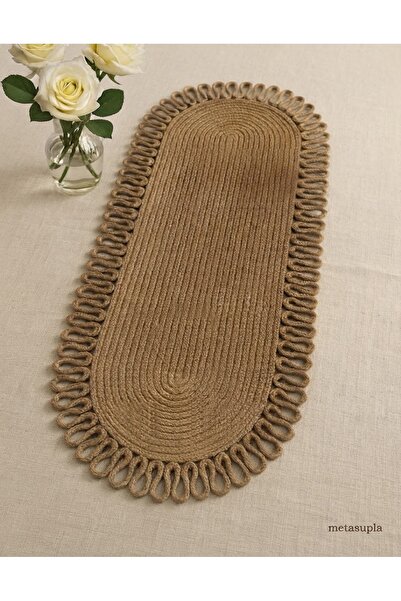 Metasupla Jute Wicker American Coffee Table and Tablecloth Runner