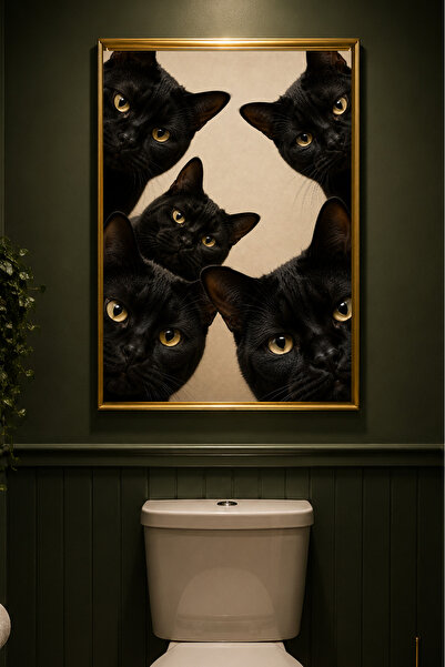 Taranist Poster - Banyo Tuvalet Wc Posteri yargılayıcı meraklı kediler