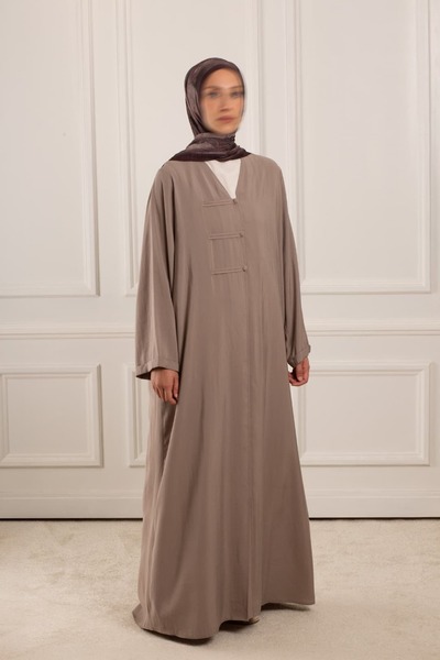 Lemaye Birit Detaylı Modal Abaya Bej