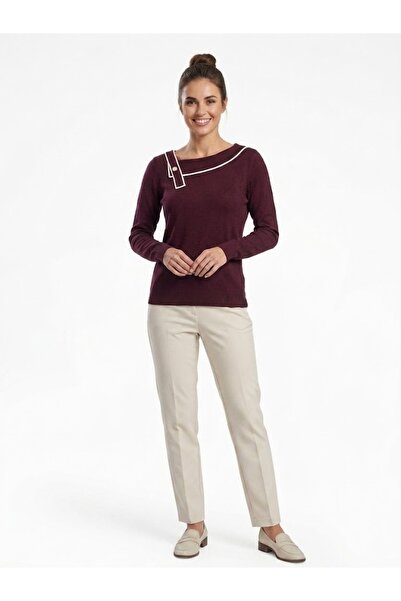 ON TRİKO Elegant Collar Detailed Slim Knitwear Blouse 15361