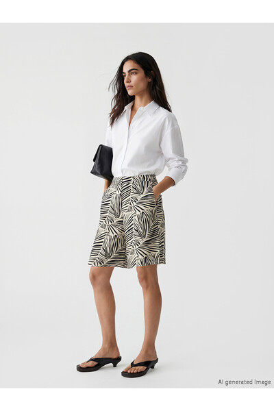 LC Waikiki Trendlucky High Waist Zebra Patterned Women's Shorts with a Differ...