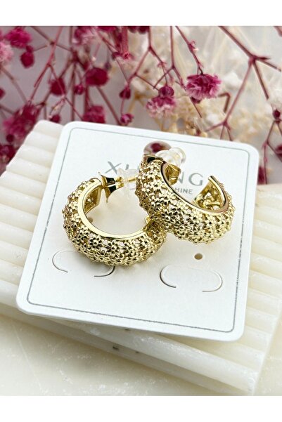 XUPING JEWELRY 14K RENGİ ÇİÇEK DESENLİ ÇELİK KÜPE