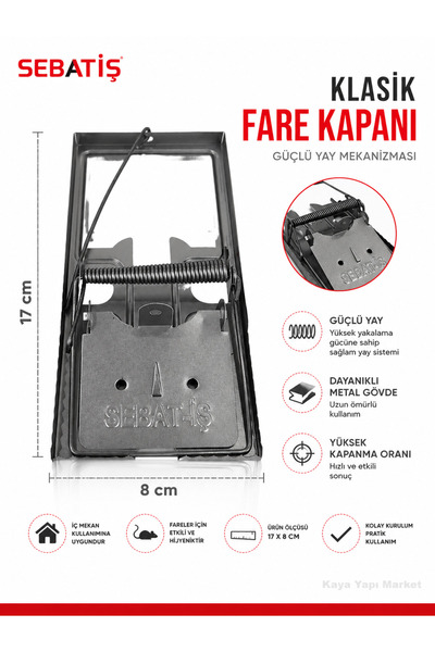 sebatiş Metal Yaylı Fare Kapanı 17x8 cm.