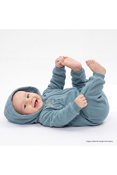 ebebek Hello Baby HelloBaby Erkek Bebek Polar Tulum Dinozor Baskılı Fermuarlı...