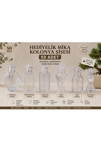 Zarif Souvenirs Mika Sert Plastik Hediyelik Kolonya Şişesi Nişan , Söz, Düğün...
