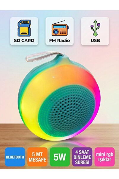 çınaroğlu avm ms-2232 bt Mini RGB Işıklı Bluetooth Speaker Taşınabilir Ses Bo...
