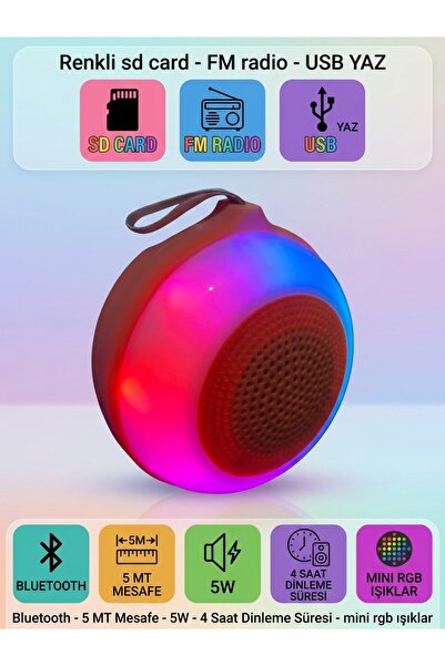 çınaroğlu avm ms-2232 bt Mini RGB Işıklı Bluetooth Speaker Taşınabilir Ses Bo...