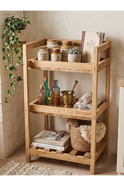 Avg Ahşap Çok Amaçlı 3 Bölmeli Raf (40*45*75 cm)
