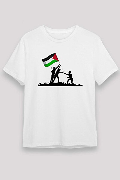 Darkhane Palestine Flag and Silhouettes Printed T-Shirt