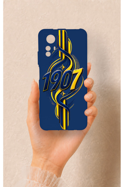 Vip Case Redmi Note 12S Uyumlu Sarı Lacivert Sarmaşık Desenli Silikon Kılıf