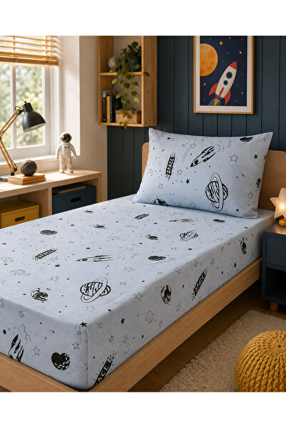 H&F Trendline Space Patterned Single Elastic Sheet Set 100X200 cm – 1 Pillowcase