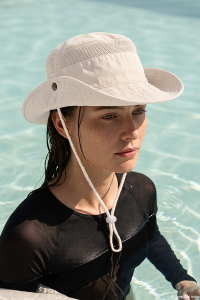 REMSA Mesh Detailed Tied Bucket Hat 05 Stone