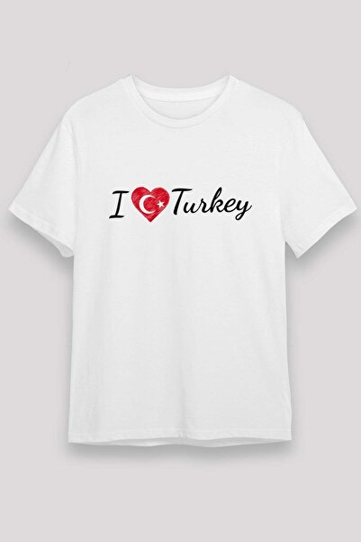 Darkhane I Love Turkey Moon Star Heart Printed T-Shirt