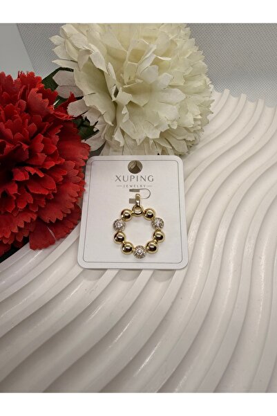XUPING JEWELRY ZİRKON TAŞLI 14K RENGİ TOPCUK MODEL ÇELİK KOLYE UCU