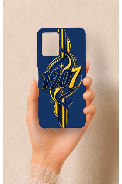 Vip Case Vivo Y33S Compatible Yellow Navy Blue Ivy Patterned Silicone Case